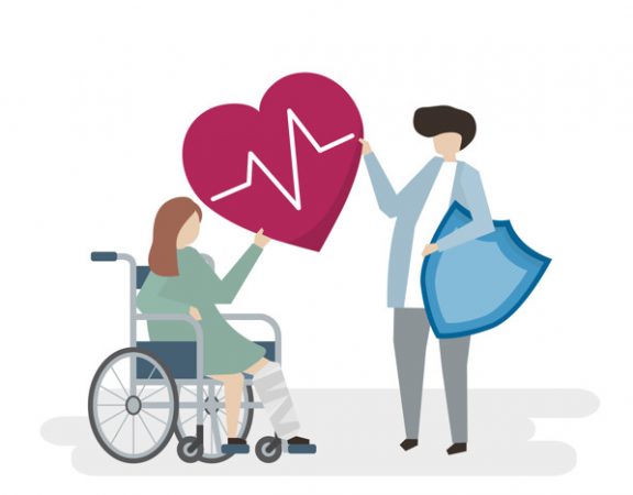 Illustration of people with medical care service